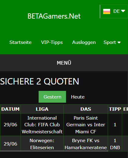 vip Wettscheine gewonnen